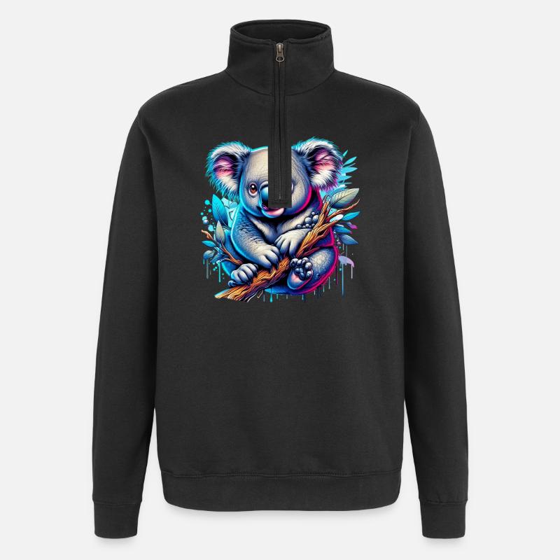 Koala - Sweat à zip 1/4 - noir