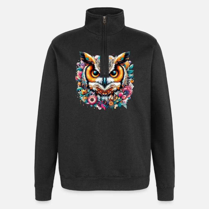 Owl - Quarter-Zip Sweatshirt - black