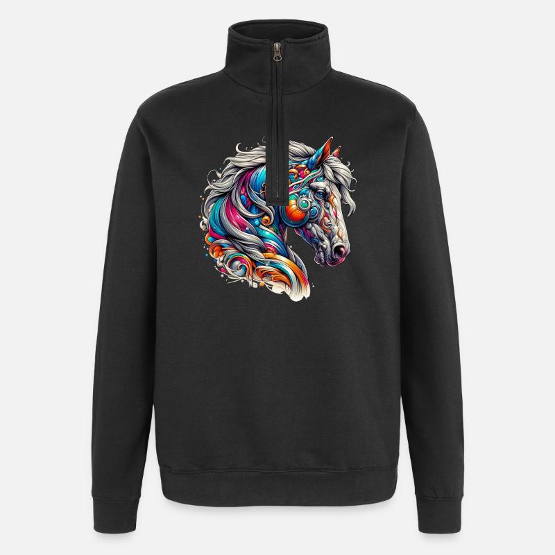 Cheval - Sweat à zip 1/4 - noir
