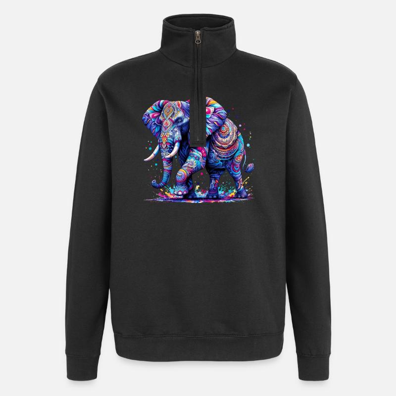 Elephant - Quarter-Zip Sweatshirt - black