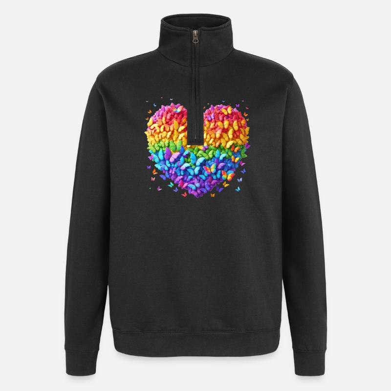 Schmetterlingsherz - Quarter-Zip-Sweatshirt - Schwarz