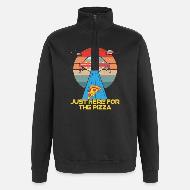 Just here for the Pizza - Quarter-Zip-Sweatshirt - Schwarz