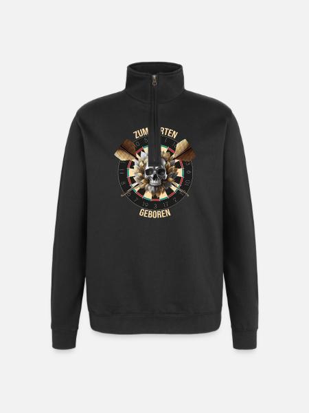Zum Darten geboren - Quarter-Zip-Sweatshirt - Schwarz