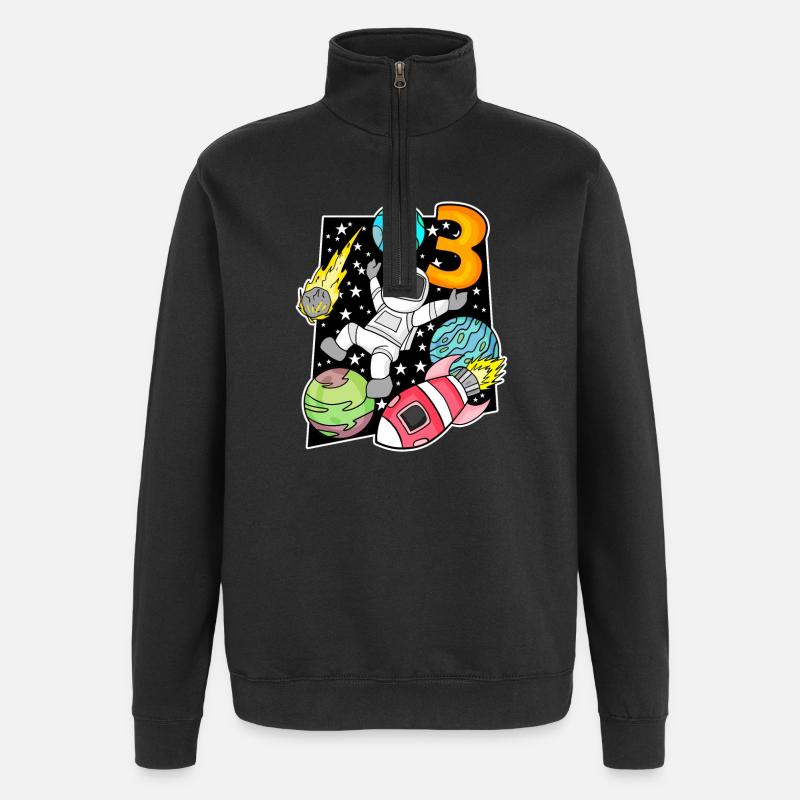 3 Anniversaire Garçon Astronaute - Sweat à zip 1/4 - noir