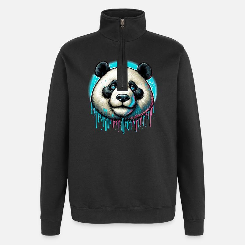 Panda - Sweat à zip 1/4 - noir