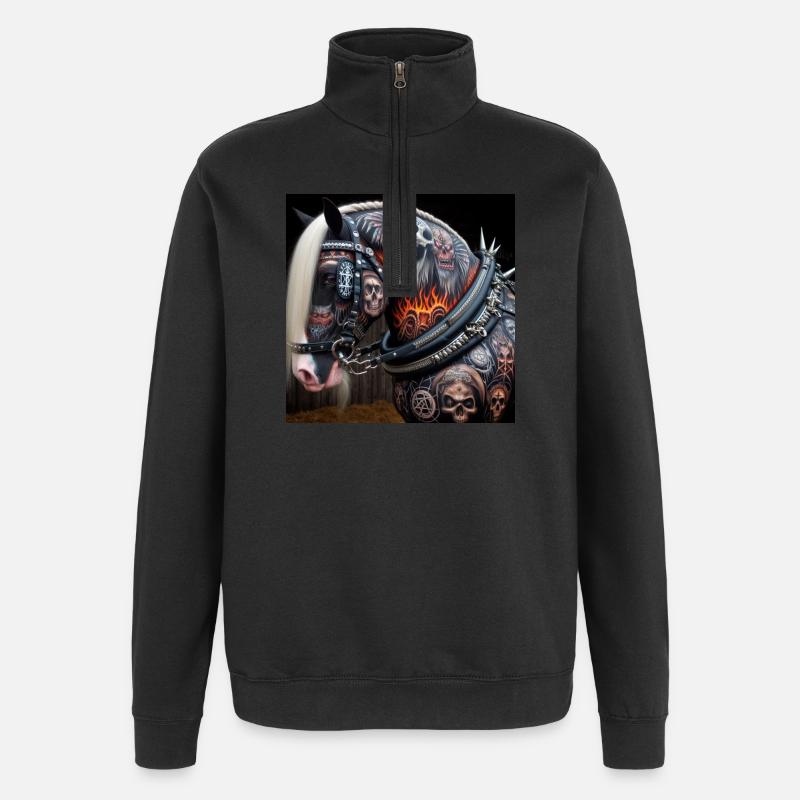Cheval lourd tatoué - Sweat à zip 1/4 - noir