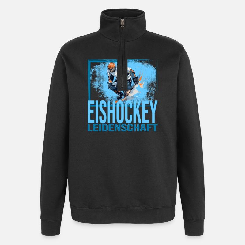 Eishockey Leidenschaft - Quarter-Zip-Sweatshirt - Schwarz