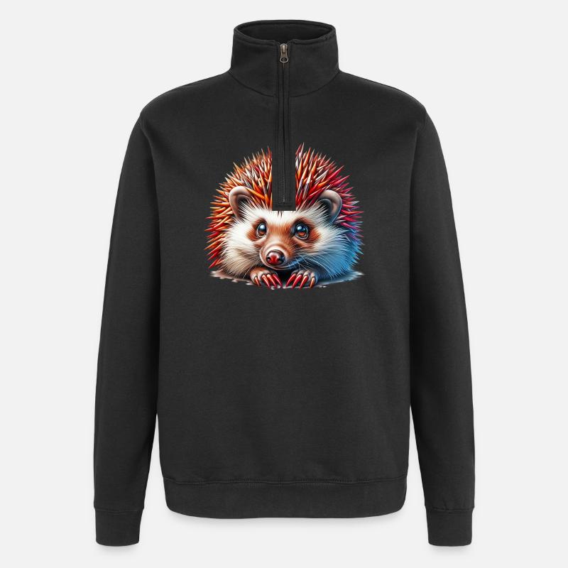 Hedgehog - Quarter-Zip Sweatshirt - black
