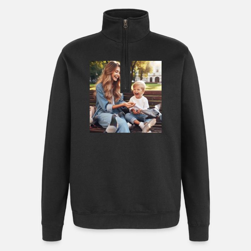 Mère et fils - Sweat à zip 1/4 - noir