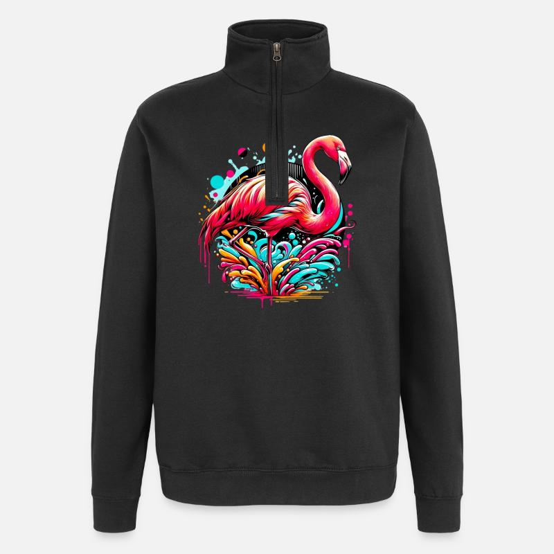 Flamant - Sweat à zip 1/4 - noir