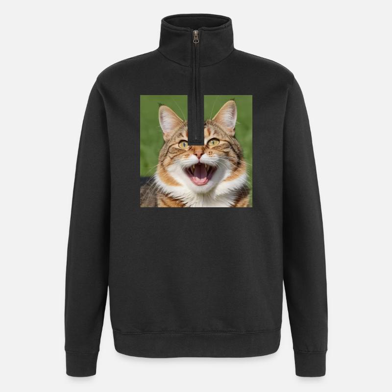 Chat - Sweat à zip 1/4 - noir