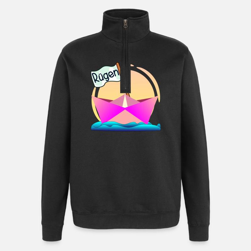 BOOTSFAHRER Ostseeinsel RÜGEN - Quarter-Zip-Sweatshirt - Schwarz