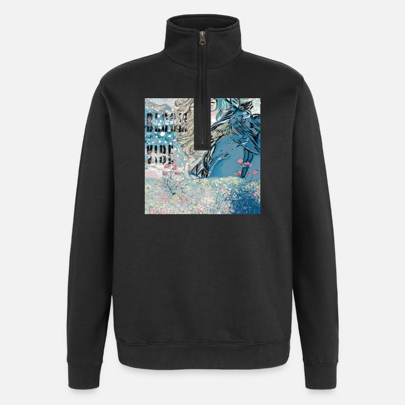 AMBIANCE DE FLEUR - Sweat à zip 1/4 - noir