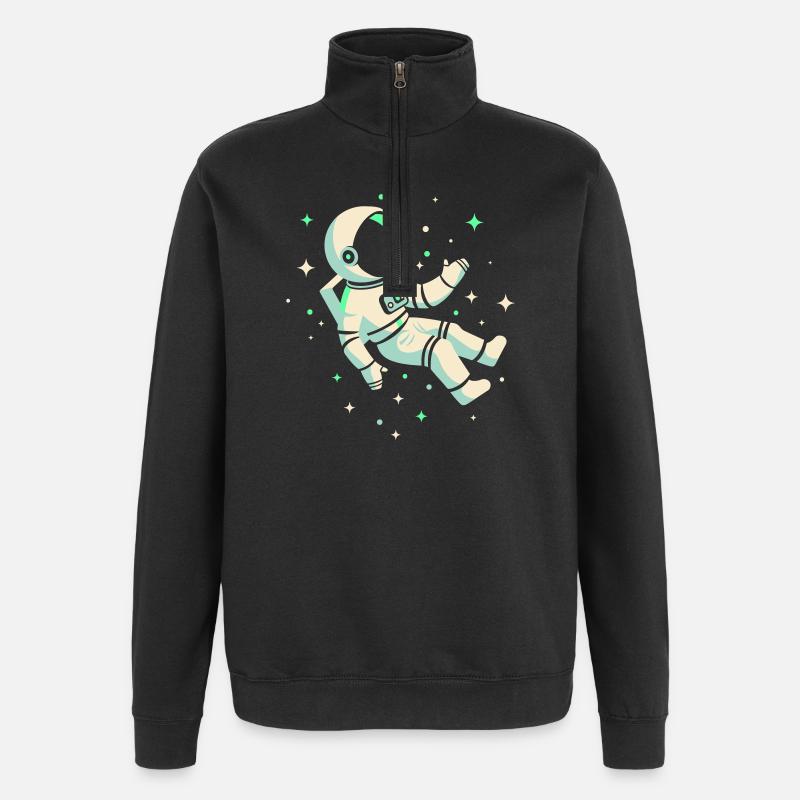 Astronaute - Sweat à zip 1/4 - noir