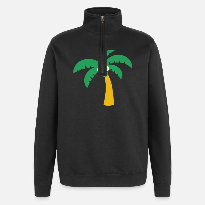 Palmier - Sweat à zip 1/4 - noir