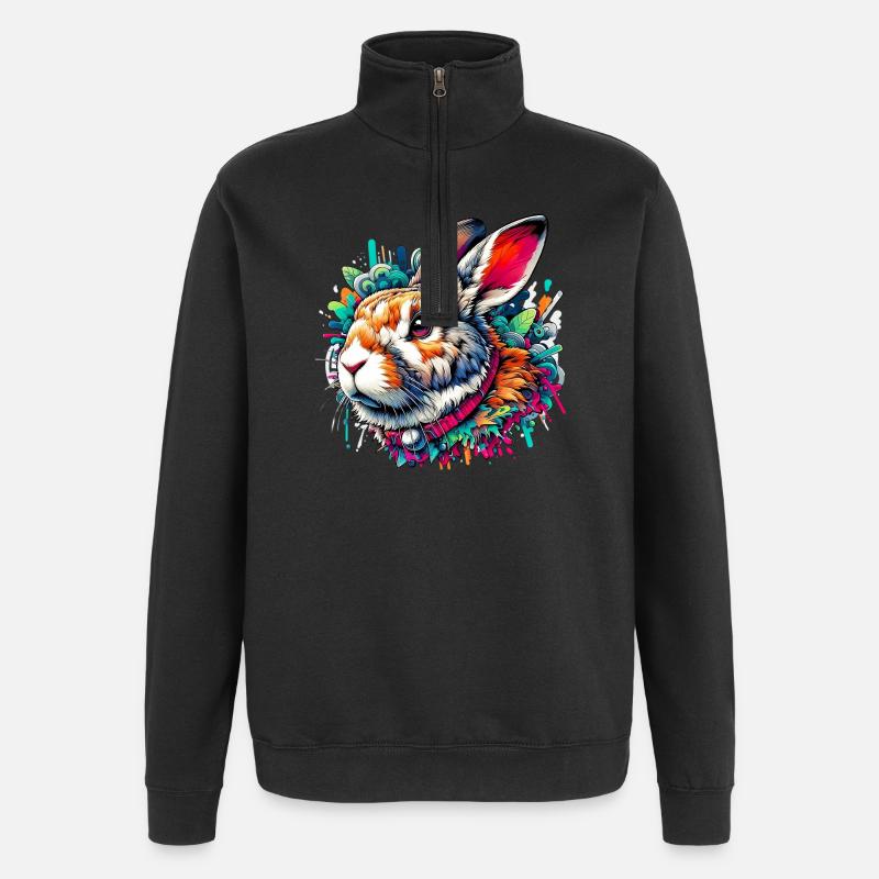Kaninchen - Quarter-Zip-Sweatshirt - Schwarz
