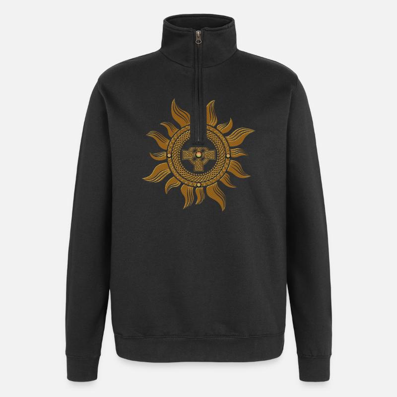 La croix celtique dorée. - Sweat à zip 1/4 - noir