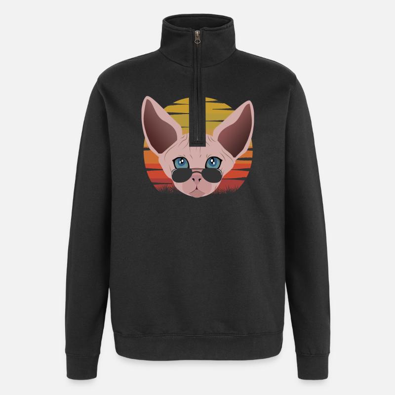 sphinx cat sunset - Quarter-Zip Sweatshirt - black