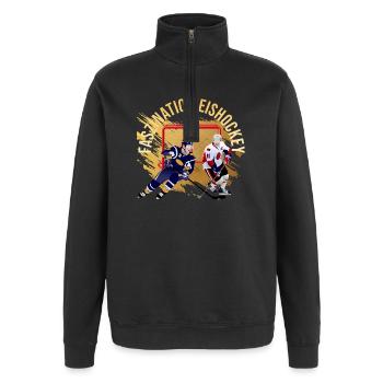 Faszination Eishockey - Quarter-Zip-Sweatshirt - Schwarz - Vorne - AI Model Female 172 light (172cm) & AI Model Male 178 dark (178cm)