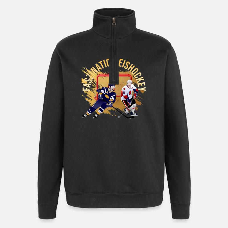Faszination Eishockey - Quarter-Zip-Sweatshirt - Schwarz