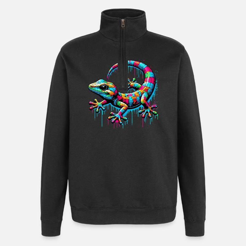 Gecko - Sweat à zip 1/4 - noir