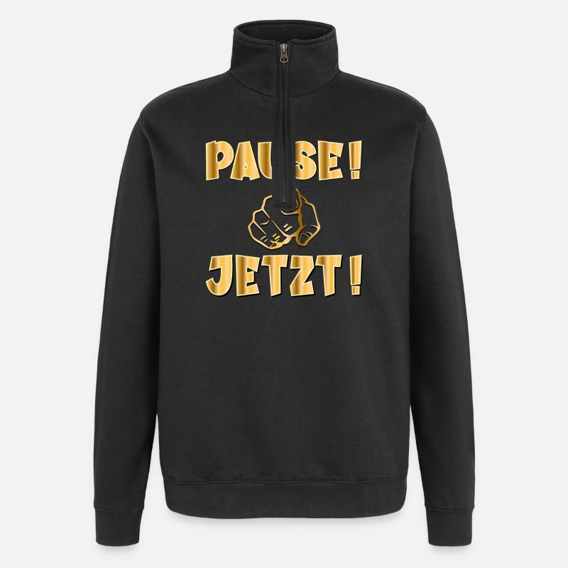 PAUSE JETZT - Quarter-Zip-Sweatshirt - Schwarz