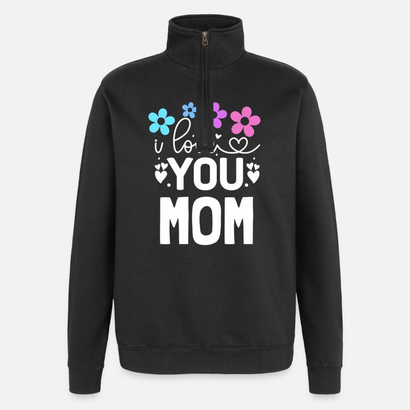 Je t'aime, maman - Sweat à zip 1/4 - noir