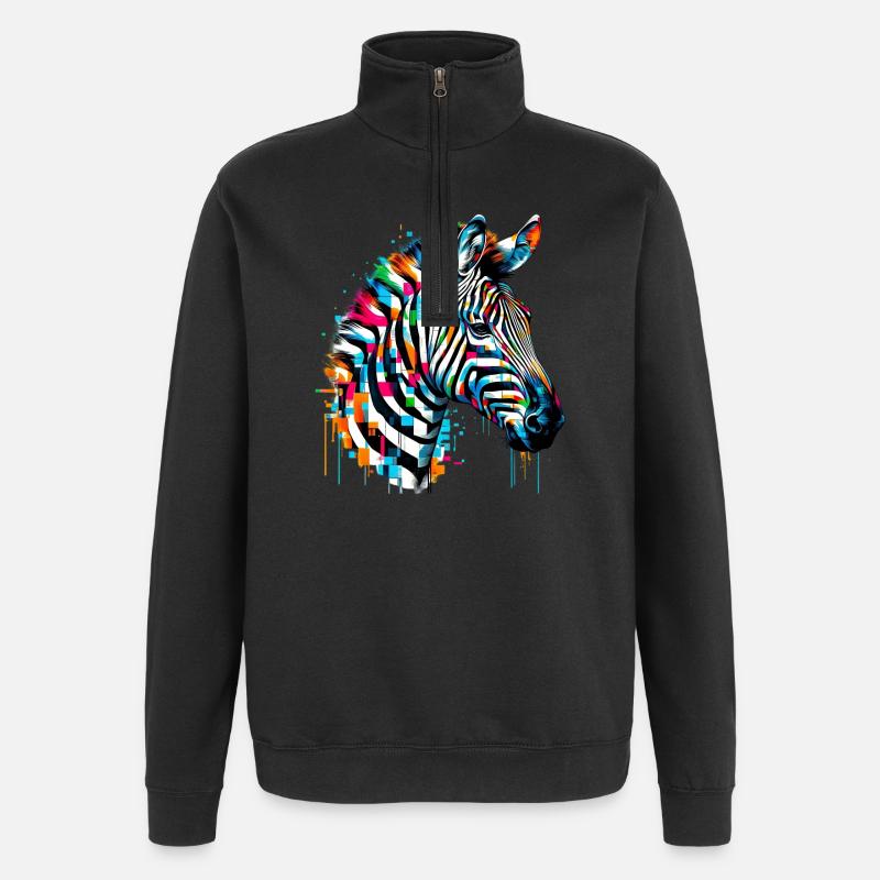 Zebra - Quarter-Zip-Sweatshirt - Schwarz
