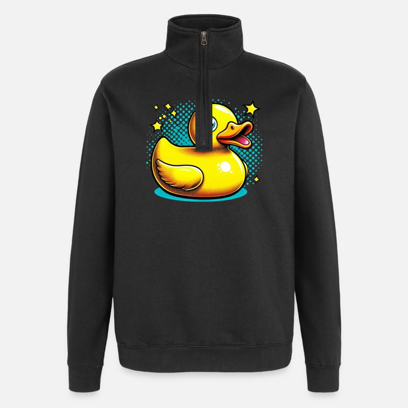 Duckling Duck Duck - Quarter-Zip Sweatshirt - black