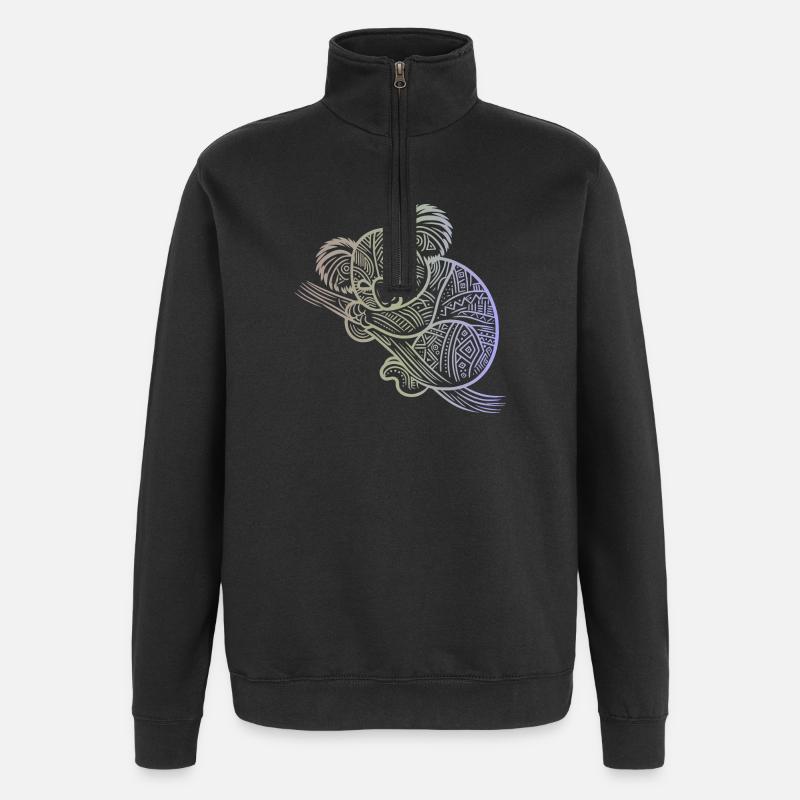 koala en motifs aborigènes , tribal - Sweat à zip 1/4 - noir