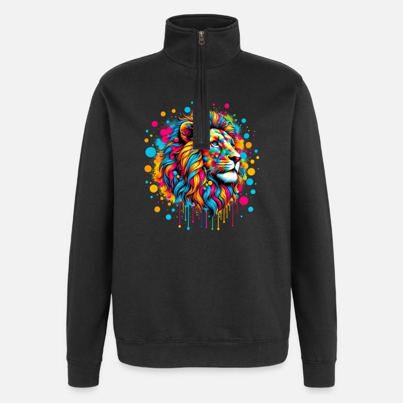 Löwe - Quarter-Zip-Sweatshirt - Schwarz