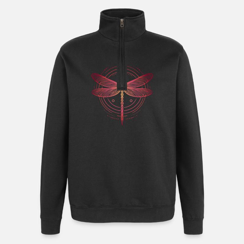 Dragonfly Spiral Patterns, Pink Gradient - Quarter-Zip Sweatshirt - black