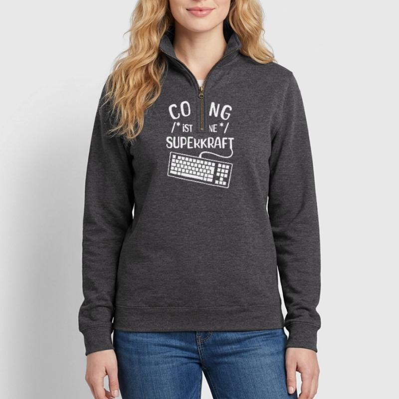 Code Skripting Statement Computerfreak Developer Quarter-Zip-Sweatshirt