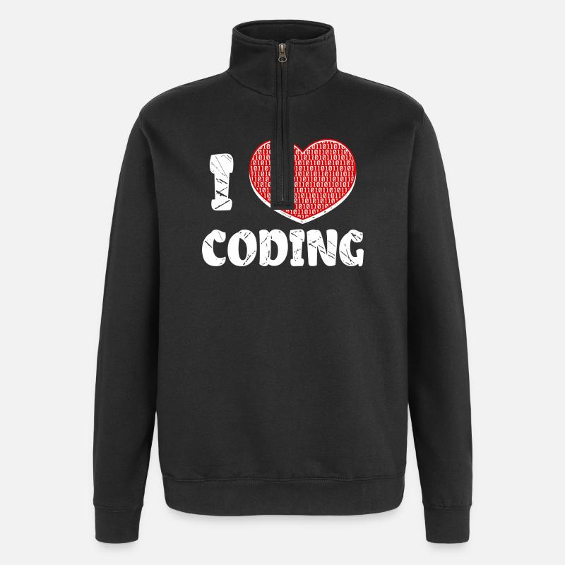 Developer Herz Coden Statement Programmierer - Quarter-Zip-Sweatshirt - Schwarz