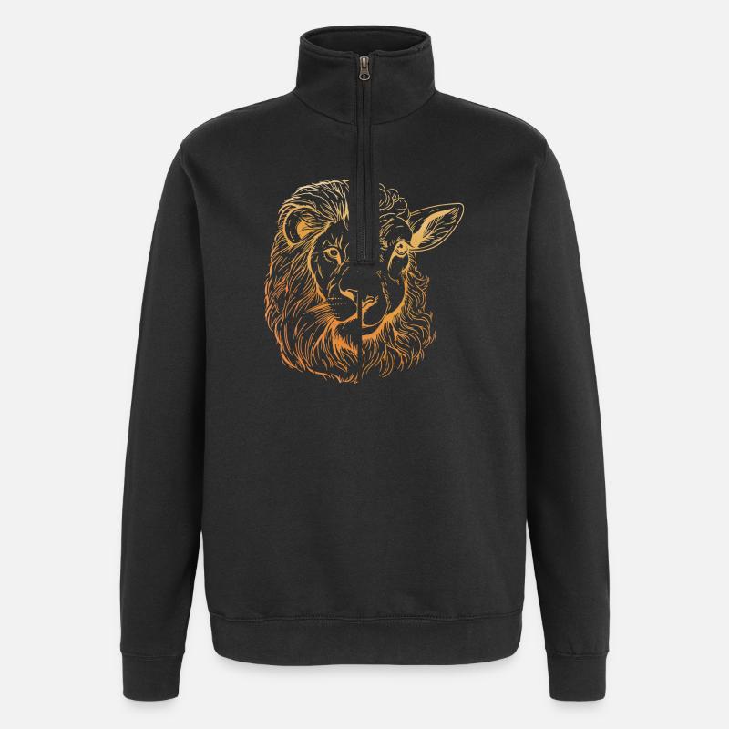 Löwe und Lamm - Quarter-Zip-Sweatshirt - Schwarz