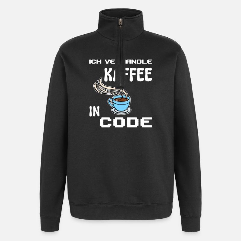 Developer Computerfreak Statement Coden Skripting - Quarter-Zip-Sweatshirt - Schwarz