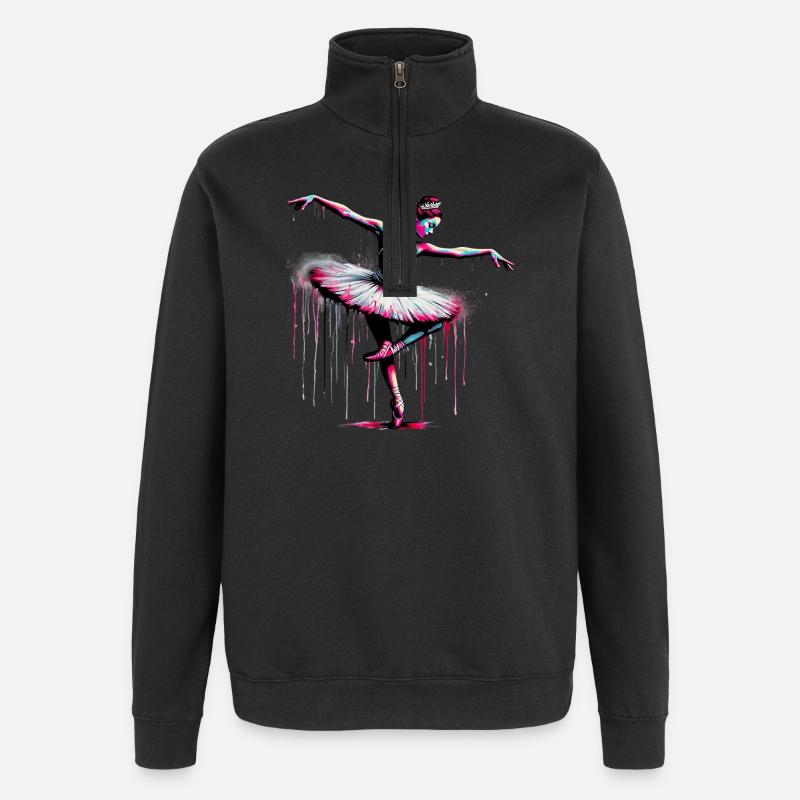 Ballet dancer with tutu - Quarter-Zip Sweatshirt - black