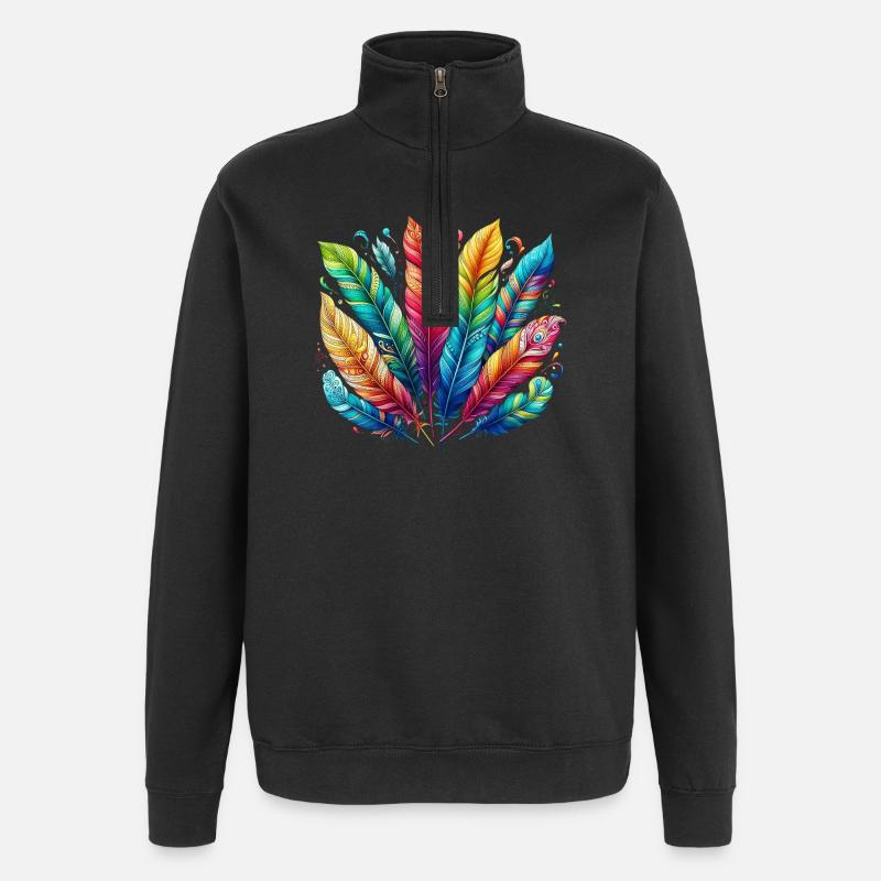 Feather Feather Pen Pens - Quarter-Zip Sweatshirt - black