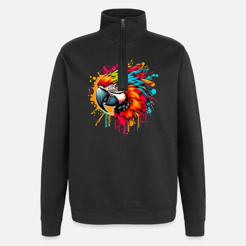 Papagei - Quarter-Zip-Sweatshirt - Schwarz