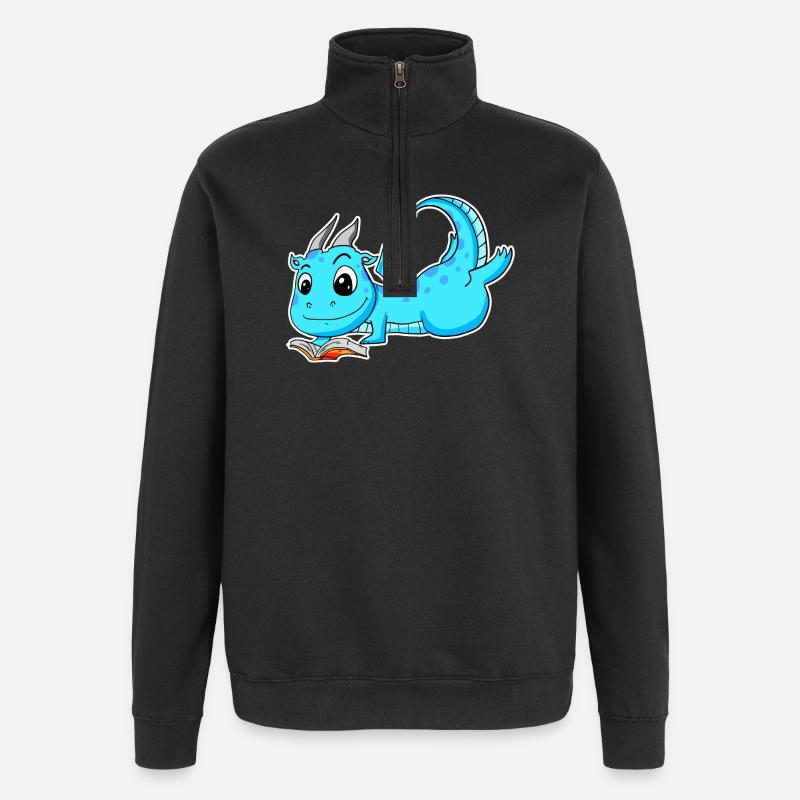 Dragon Book Reading - Quarter-Zip Sweatshirt - black