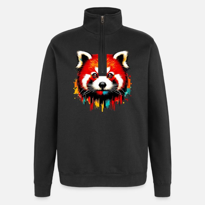 Kleiner Panda - Quarter-Zip-Sweatshirt - Schwarz