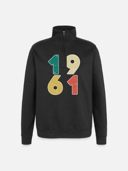 1961 - Född 1961 - Byggår 1961 - Tröja med 1/4-dragkedja - svart