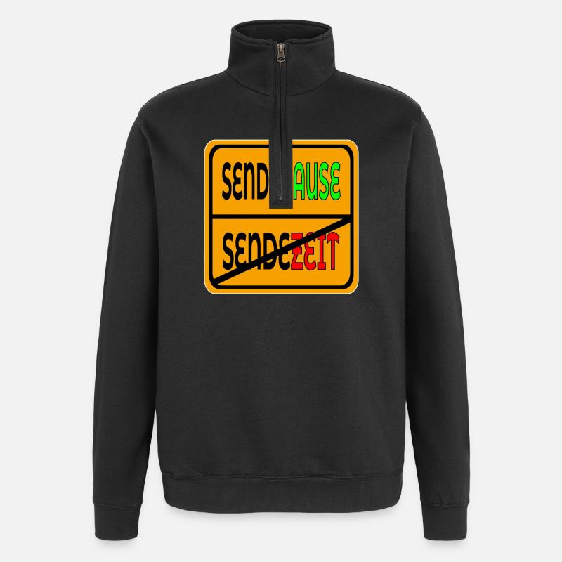 SENDEZEIT SENDEPAUSE - Quarter-Zip-Sweatshirt - Schwarz