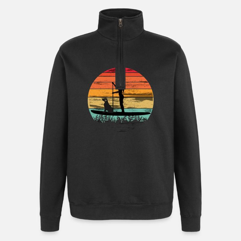 Paddleboarding with dog - Paddleboarding Tee - Quarter-Zip Sweatshirt - black