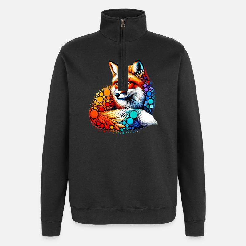 Fox - Quarter-Zip Sweatshirt - black