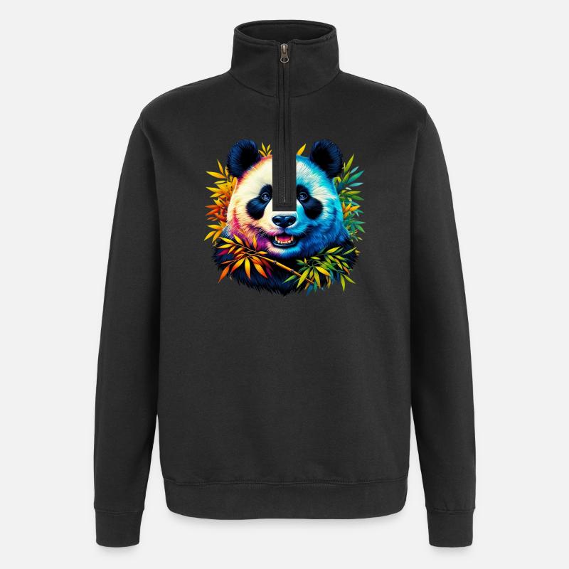 Panda - Quarter-Zip Sweatshirt - black