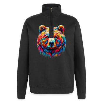 Ours - Sweat à zip 1/4 - noir - Devant - AI Model Female 172 light (172cm) & AI Model Male 178 dark (178cm)