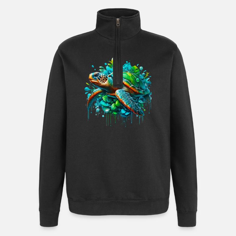 Schildkröte - Quarter-Zip-Sweatshirt - Schwarz