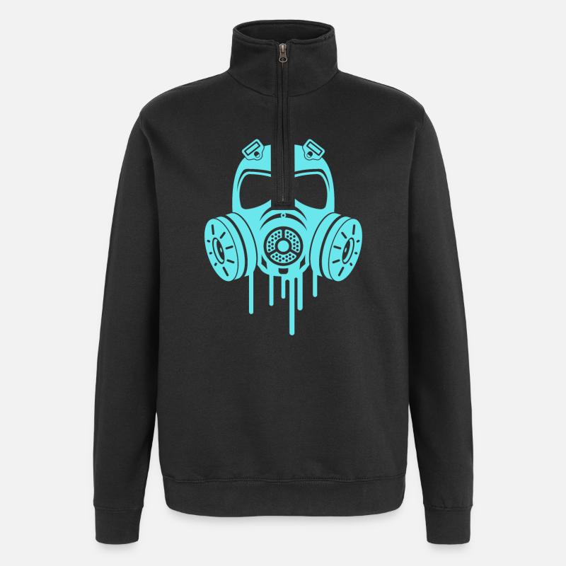 Blue Gas Mask - Quarter-Zip Sweatshirt - black