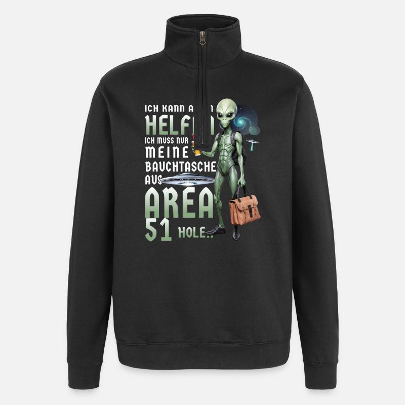 Lustige Alien - Quarter-Zip-Sweatshirt - Schwarz